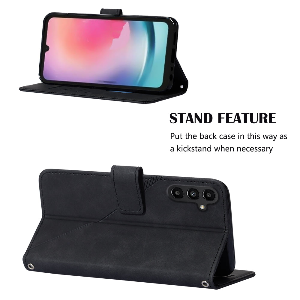 YB Imprinting Series-2 For Samsung Galaxy A24 4G Imprinted Lines Leather Fall-proof Cover Phone Case YB Imprinting Series-2 For Samsung Galaxy A24 4G Imprinted Lines Leather Fall-proof Cover Phone Case